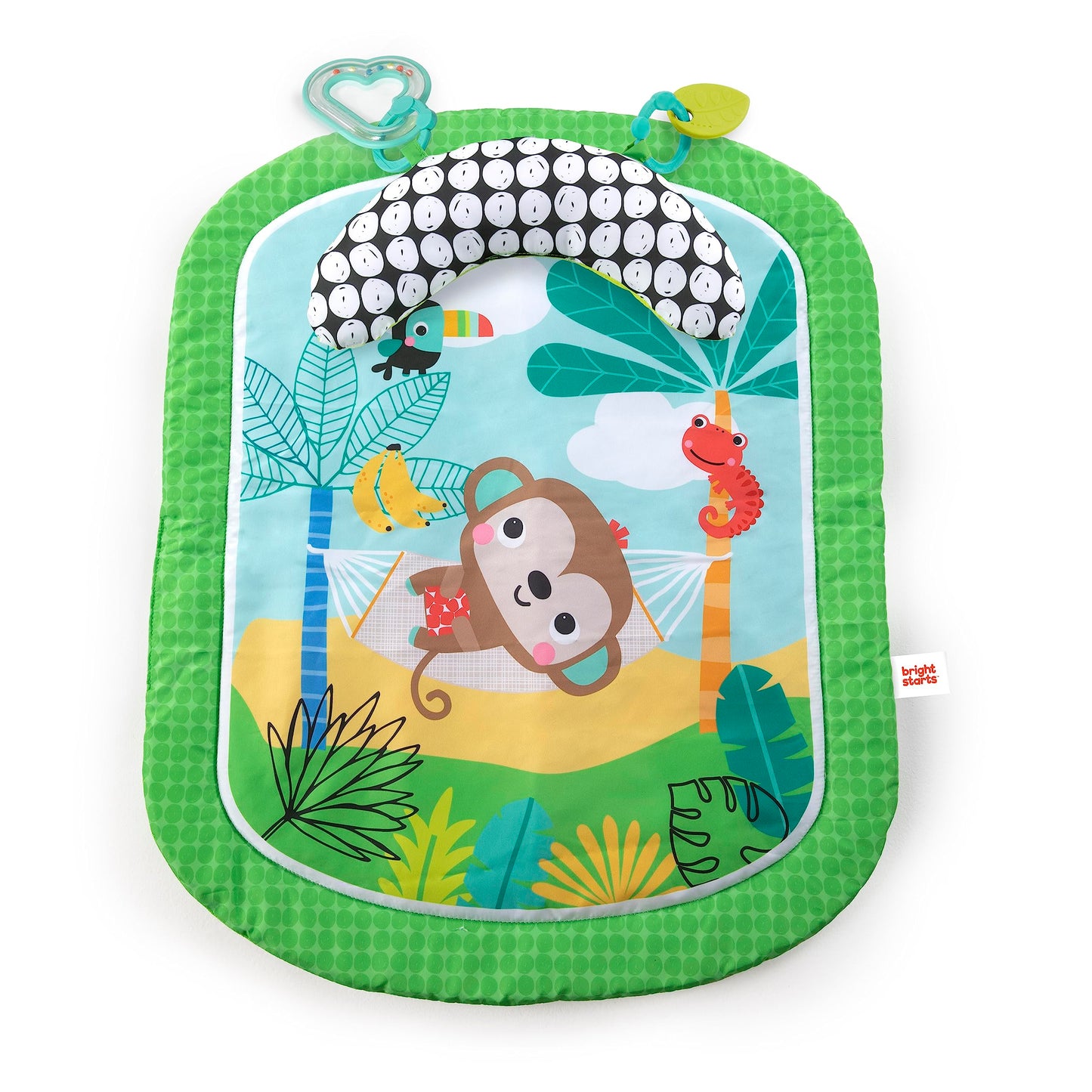 Bright Starts Totally Tropical Prop & Play Tummy Time Mat, Baby Play Mat, Tummy Time Pillow, Sensory Toys, Ages Newborn +