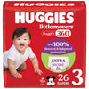 Huggies Size 3 Baby Diapers, Little Movers HuggFit 360 Baby Diapers with 360 Waistband, Size 3 (16-28 lbs), 26 Count, Packaging 