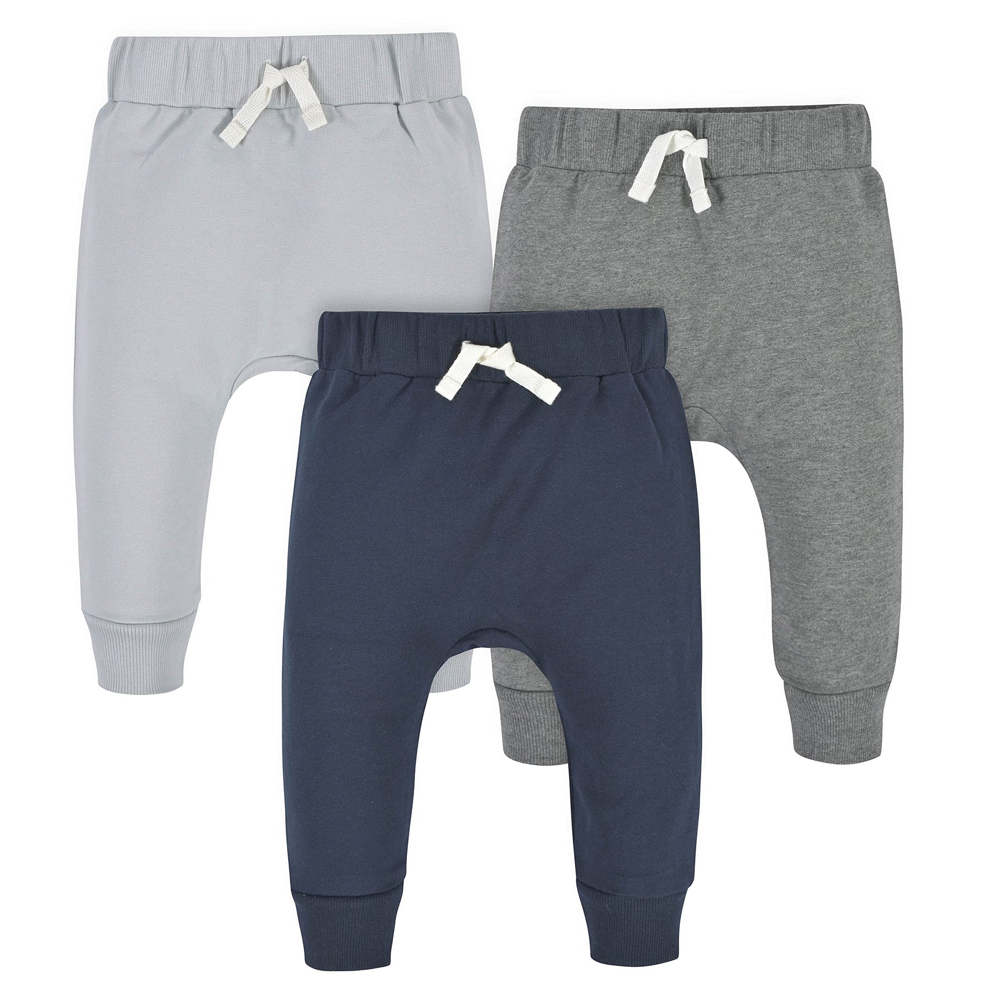 Gerber Baby Boys' Toddler 3-Pack Jogger Pants, Navy/Gray, 12 Months