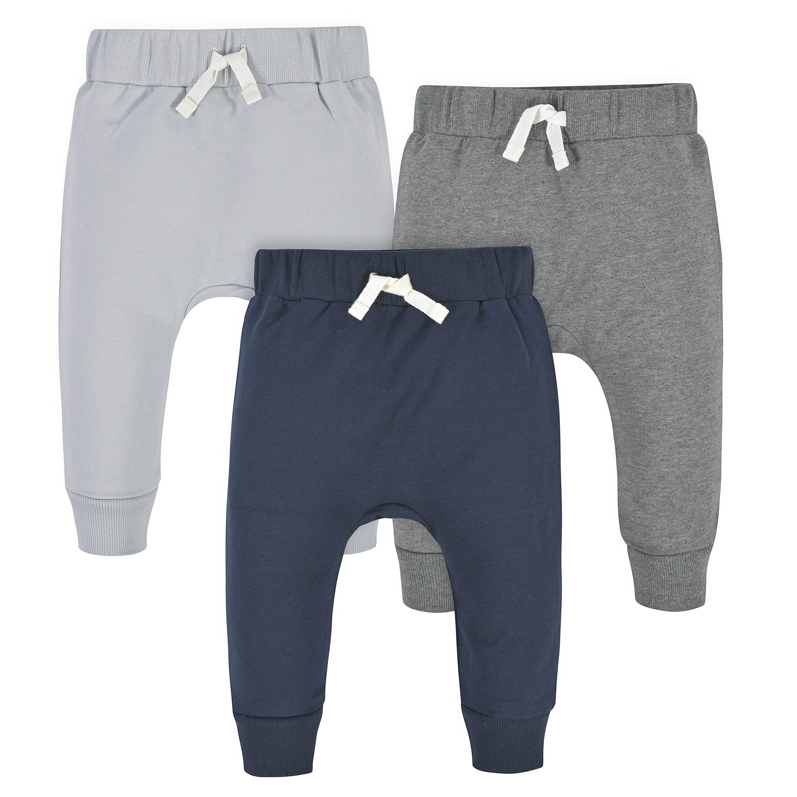 Gerber Baby Boys' Toddler 3-Pack Jogger Pants, Navy/Gray, 5T –