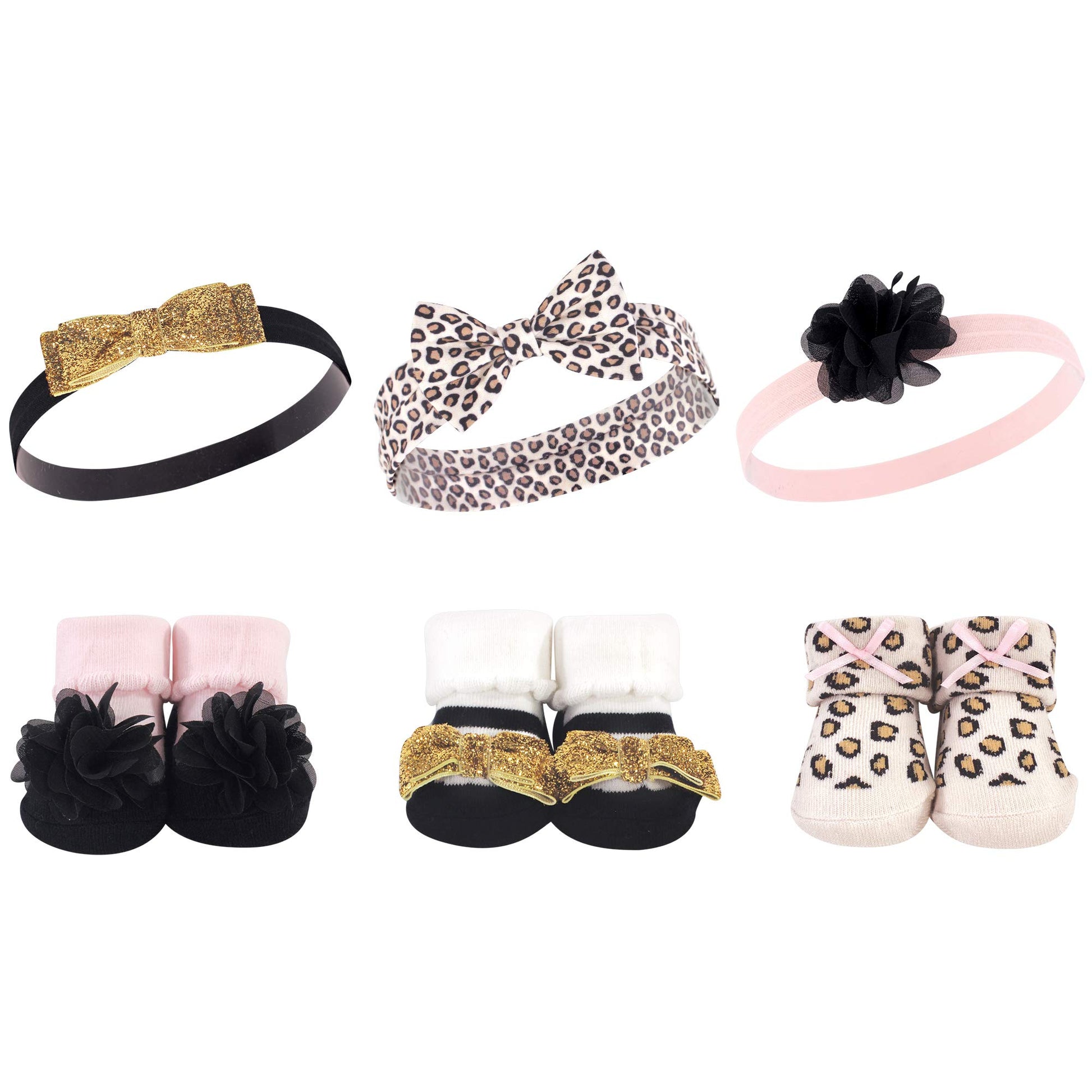 Hudson Baby Unisex Baby Headband And Socks Gift Set, Pretty Leopard, One Size