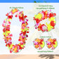 7 Pcs Leaf Hula Skirt And Hawaiian Leis Set Hibiscus Flowers Necklace Bracelet Headband Vest Shorts Hawaiian Costumes Party (Kid