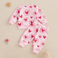 Ayalinggo Toddler Baby Girl Valentines Outfit Love Heart Shirt Long Sleeve Sweatshirt Casual Pants Valentines Day Clothes (Pink