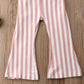 Zaxarra Toddler Baby Girl Stripes Bell-Bottom Jumpsuit Romper Overalls Long Pants Outfits (3-4 Years, Brown Pink)