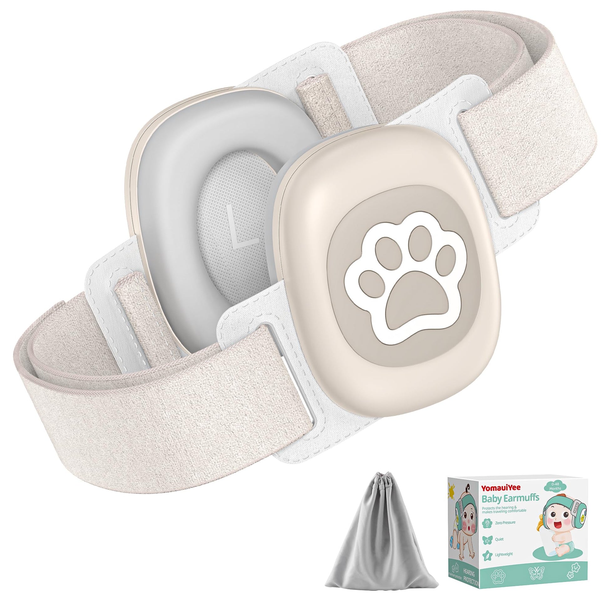 YomauiYee Baby Headphones,Infant Noise Cancelling Earmuffs with Cat Paw Pattern,Infant Ear Protection for Babies 0-48 Months,Bab