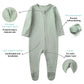 O2 Baby Baby Boys Girls Organic Cotton Zip Front Sleeper Pajamas, Footed Sleep  'N Play(Newborn, Sage)