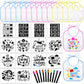 Jutom 38 Pcs Diy Baby Bibs Decorating Kit 14 Bibs 14 Stencils 10 Fabric Markers 2 Ply Feeder Bibs Design Bib For Shower Games (M