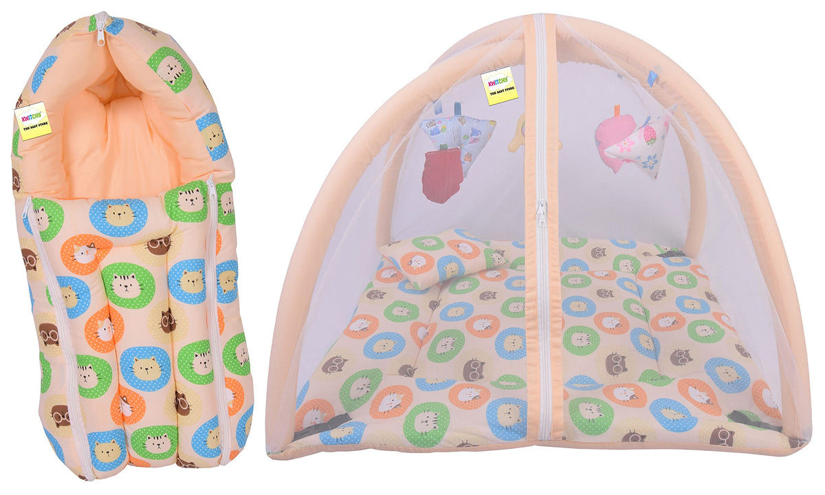 Kwitchy Baby Bedding Set New Born Baby Bed | Mattress | Mosquito Net | Play Gym | Playmats | Cotton | Infants | Gift Combo | Bed