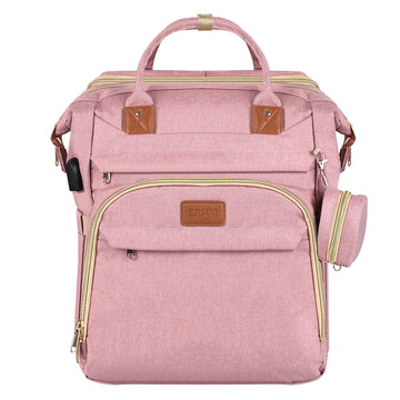 ZRSUN Baby Diaper Bag Backpack,Baby Shower Gifts, Multifunctional Travel Diaper Bag, Gifts for Mom with Portable Diaper Pad,Pink