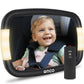 Onco Led Baby Car Mirror With Light - 2 Modes For Day & Night Driving, 100% Shatterproof Baby Mirror For Car, 360 Car Mirror For