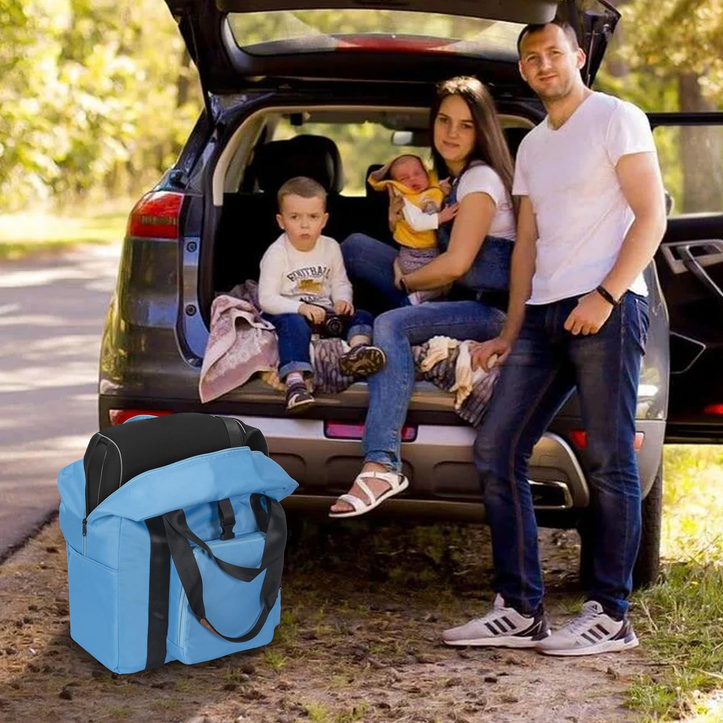 Toribio Backless Booster Car Seat Travel Bag, For Gb Pockit, Tote Bag Strollers Bags For Airplane Gate Check, Blue
