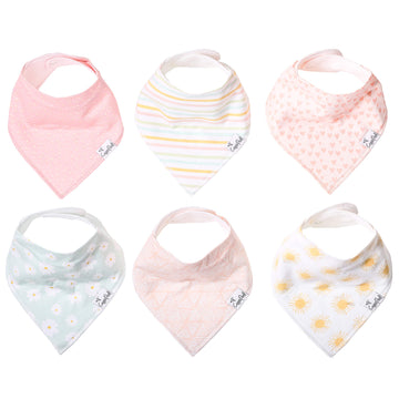 Copper Pearl Baby Bandana Bibs - 6 Pack Soft Cotton Baby Bibs For Drooling And Teething, Absorbent Drool Bibs For Baby Girl, Adj