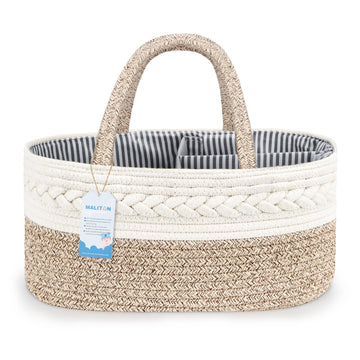 Maliton Extra Large Baby Diaper Caddy Organizer, Cotton Rope Nursery Basket, Portable Diaper Organizer For Changing Table, Car,