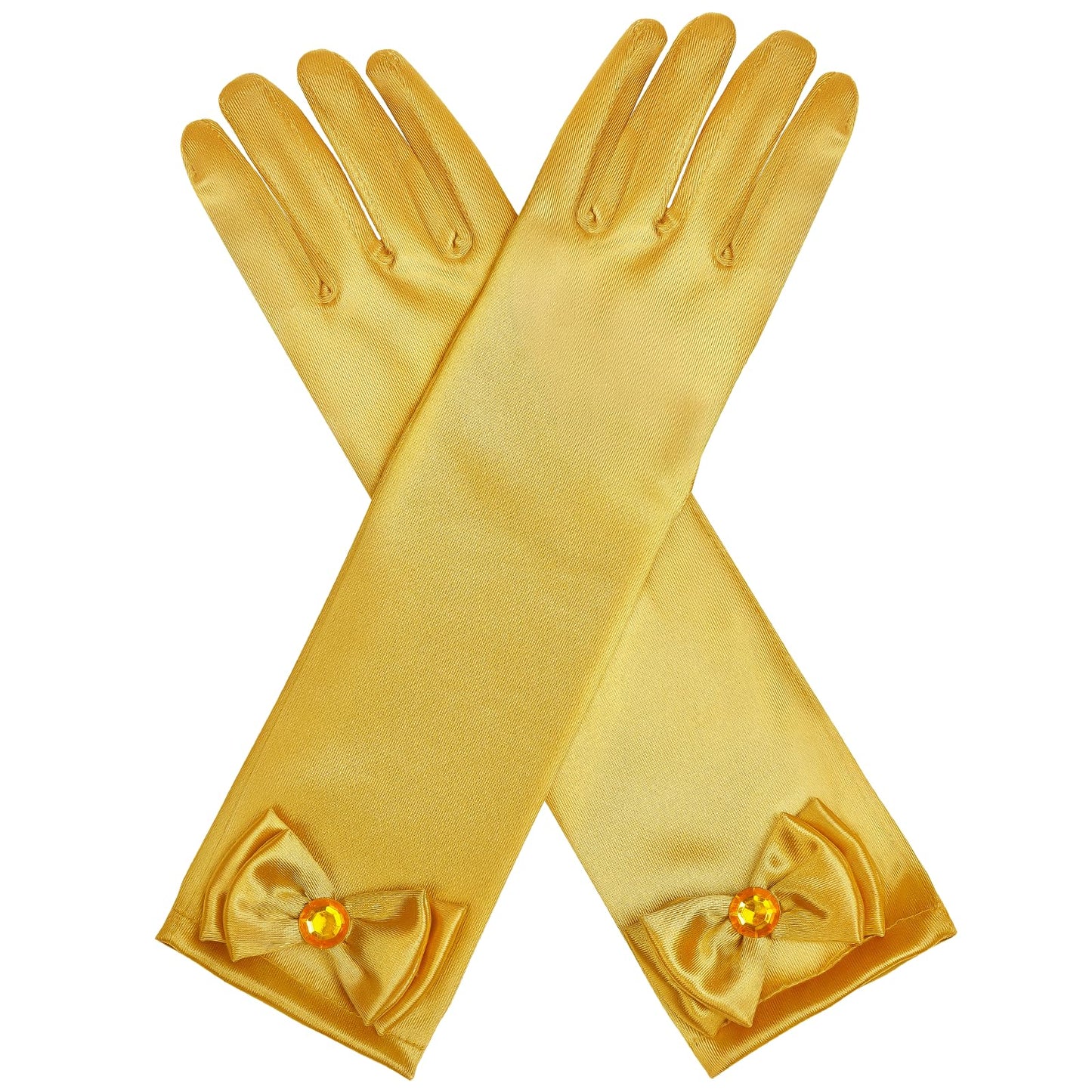 BIBUTY Princess Gloves for Little Girls Toddler Dress Up Gloves, Princess Dress Up Accessories Gold, Costume Set Toy Gift for 3 