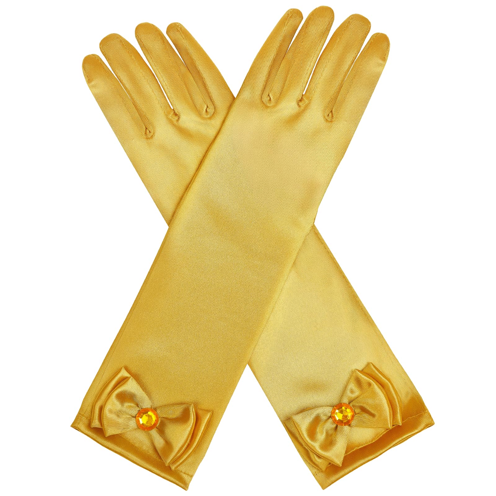 BIBUTY Princess Gloves for Little Girls Toddler Dress Up Gloves, Princess Dress Up Accessories Gold, Costume Set Toy Gift for 3 