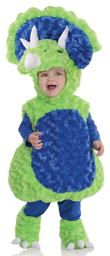 Underwraps Toddler'S Triceratops Belly Babies Costume, Green/Blue, Medium (18-24)