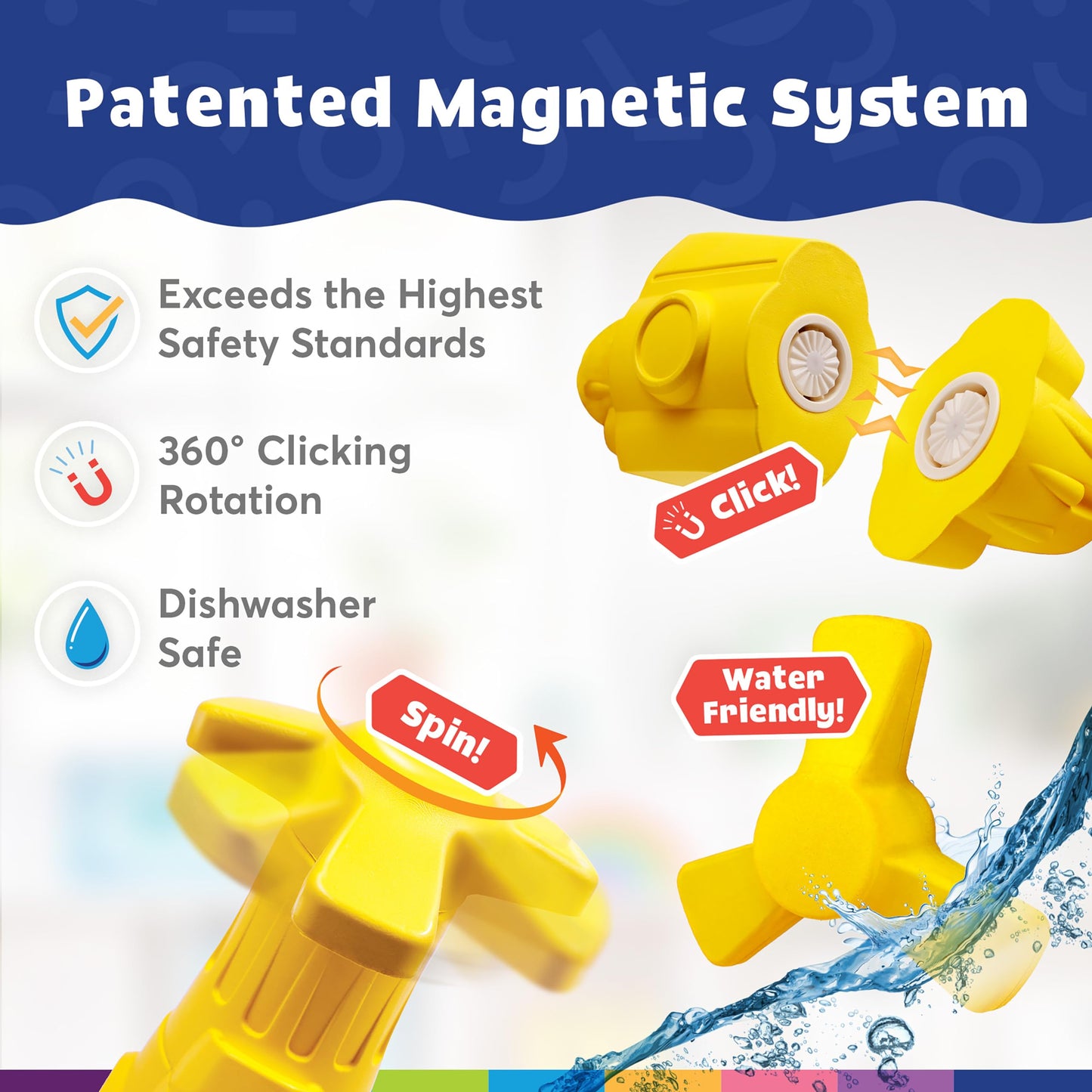 Blockaroo Magnetic Foam Building Blocks - 10-Piece Submarine, Bath Toys for Toddlers, Preschool Toys, Bathtub Toys, Sensory Toys