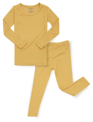 Avauma Baby Boys Girls Pajama Set Kids Toddler Snug Fit Ribbed Rayon Sleepwear Pjs For Daily Life Style (Js/Mustard Yellow(L))