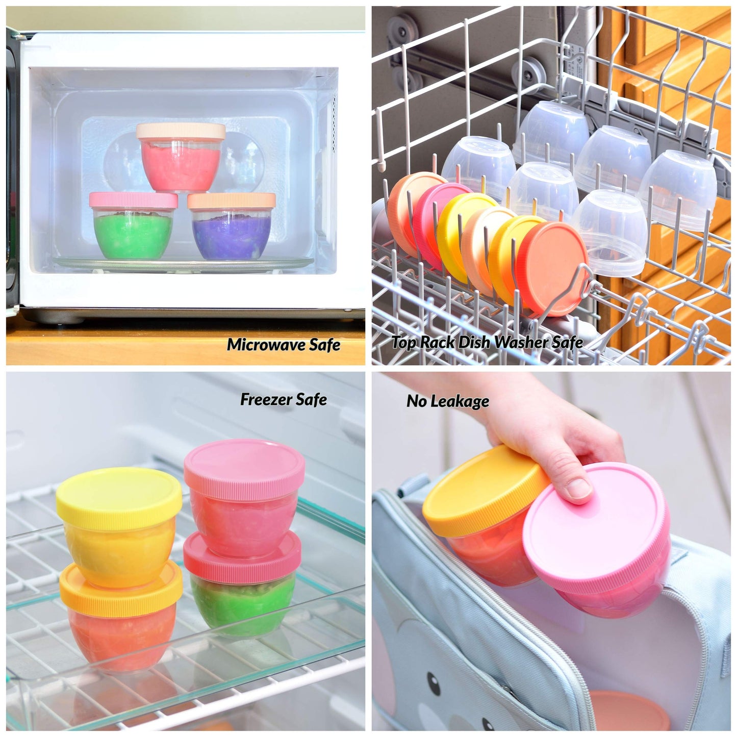 Youngever 18 Sets Baby Food Storage, 6 Ounce Baby Food Containers With Lids, 9 Bright Pink Colors, With Lids Labels