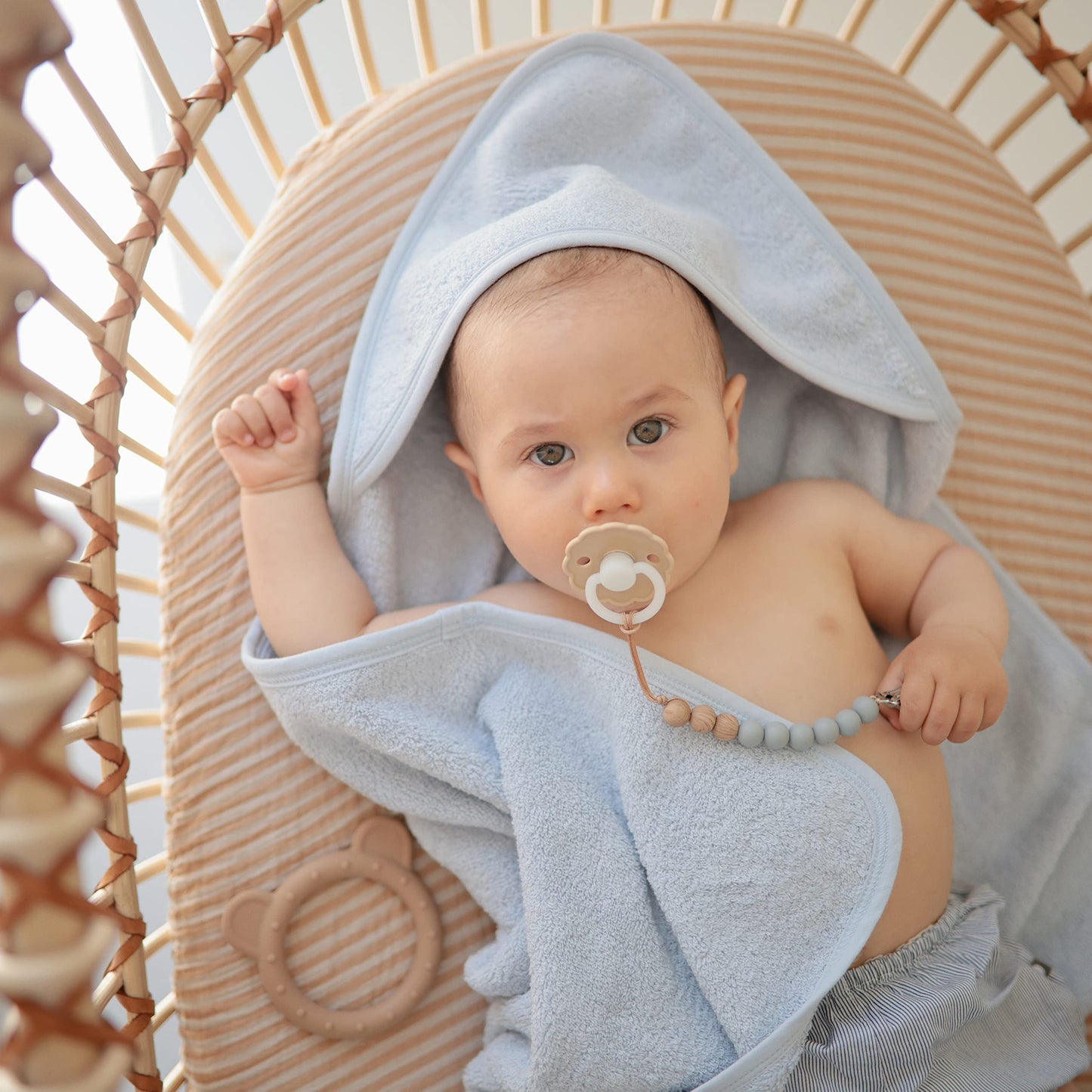 Mushie Baby Hooded Towel | Organic Cotton (Baby Blue)