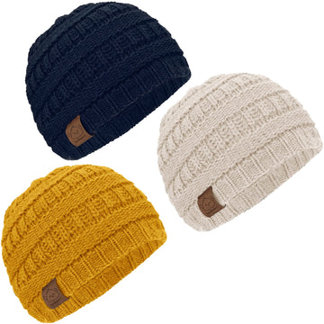 3-Pack Baby Beanies, Baby Hats - Newborn Hats, Baby Boy Hats, Baby Girl Hats For Winter (Sunshine)