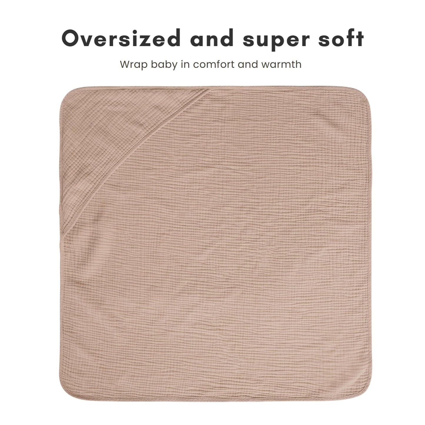 Konssy 2 Pack Muslin Hooded Baby Towels For Newborn Soft 100% Cotton Baby Bath Towel With Hood For Baby, Infant Ultra Absorbent,