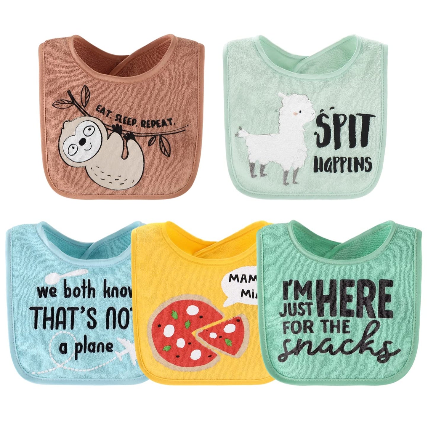 The Peanutshell Terry Baby Bib Set For Boys Or Girls | Unisex 10 Pack Feeding, Teething, Drooling Hello Sunshine