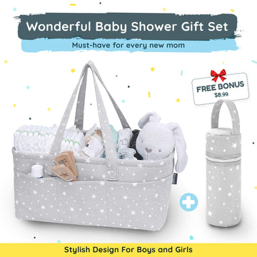 Starhug Baby Diaper Caddy Organizer - Baby Shower Basket | Large Nursery Storage Bin For Changing Table | Car Travel Tote Bag |