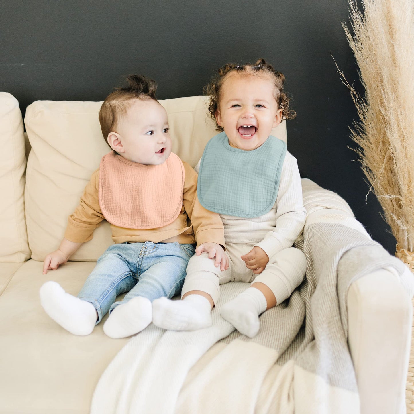 Konssy Muslin Baby Bibs For Boys Girls 6 Pack, 100% Cotton Baby Bib For Drooling And Teething, Absorbent And Adjustable Bandana