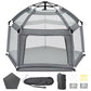 Baby Playpen with Self-Inflating Play Mat & Travel Bag, Portable Outdoor Playpen for Babies and Toddlers, Foldable Pop Up Play T