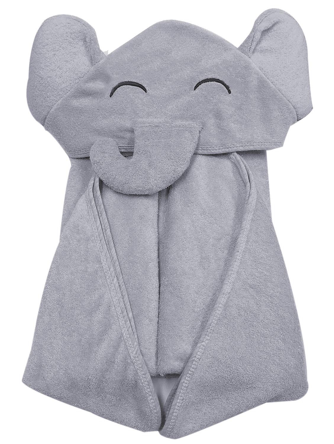 Yoyoo Premium Baby Bath Towel - Viscose Derived From Bamboo, Baby Hooded Towels - Newborn Essential Cute Grey Little Elephant -P