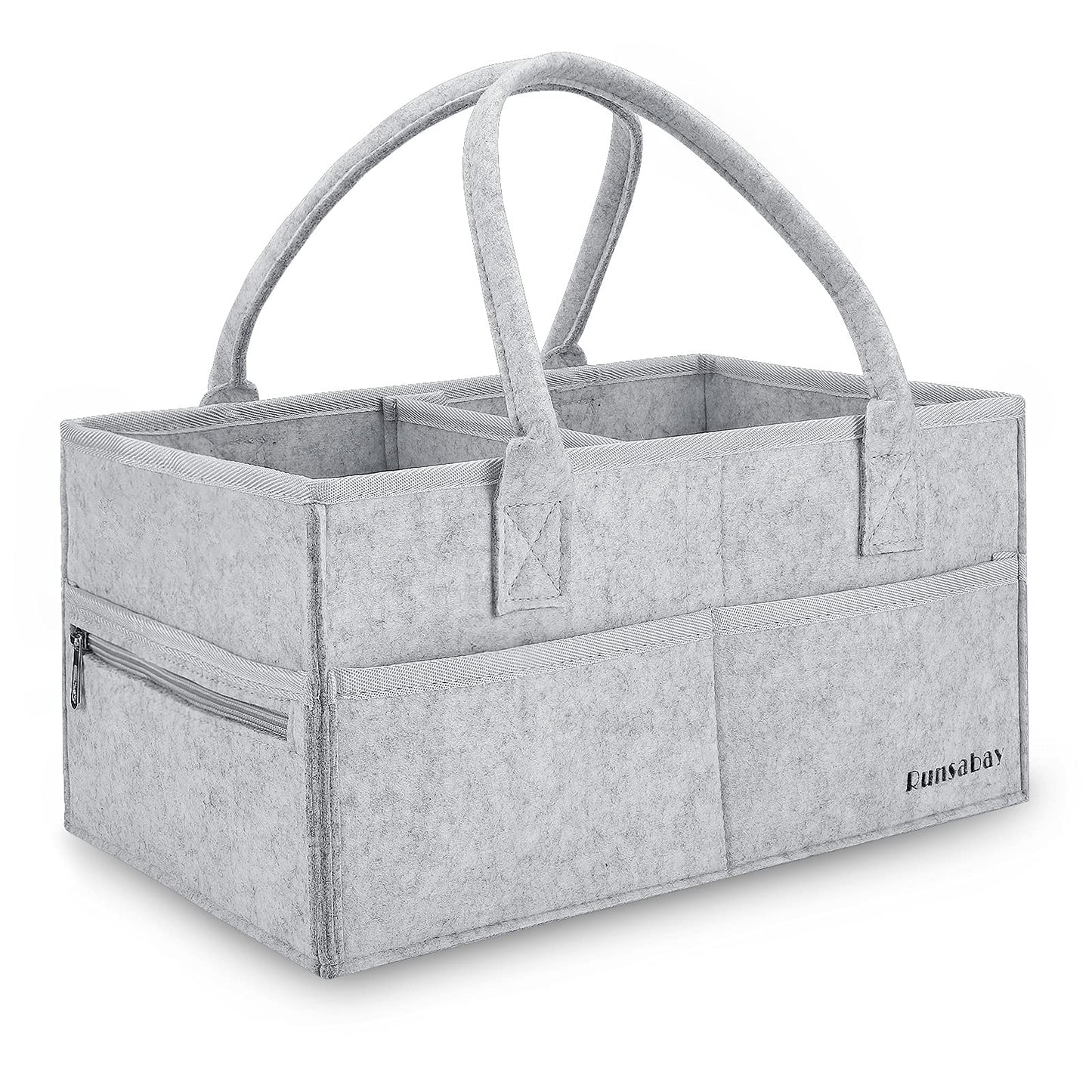 Runsabay. Nursery Basket-Baby Diaper Caddy Organizer for Changing Table-Portable Holder Tote Bag-Car Organizer with Removable Di