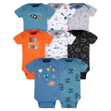 Gerber Baby Boy'S 8-Pack Short Sleeve Onesies Bodysuits, Space, Newborn