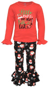 Unique Baby Girls Little Miss Nice List Christmas Pant Set (4T, Black Santa)