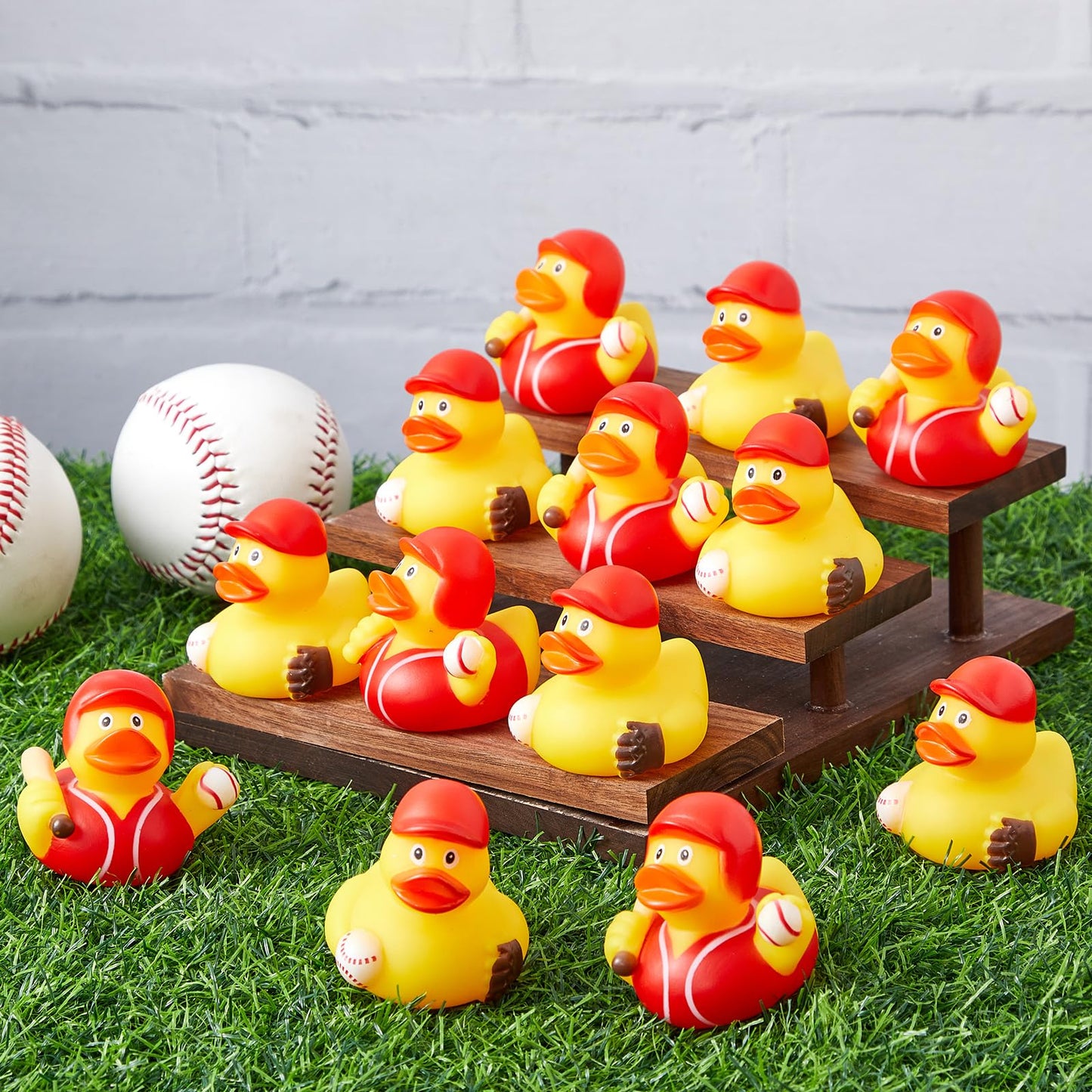 DEEKIN 48 Pcs Baseball Player Rubber Ducks 2 Inch Middle Baseball Theme Party Favors for Team Gift Decoration Yellow Rubber Duck
