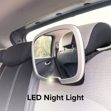 Diono Easy View Plus Baby Car Mirror With Light, Safety Car Seat Mirror For Rear Facing Infant With 360 Rotation, Led Night Ligh