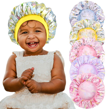 5 Pcs Kids Bonnet For Girls Silk Bonnet Sleeping Kid Baby Toddler Wide Band Night Sleep Caps Colorful Night Hats Natural Hair