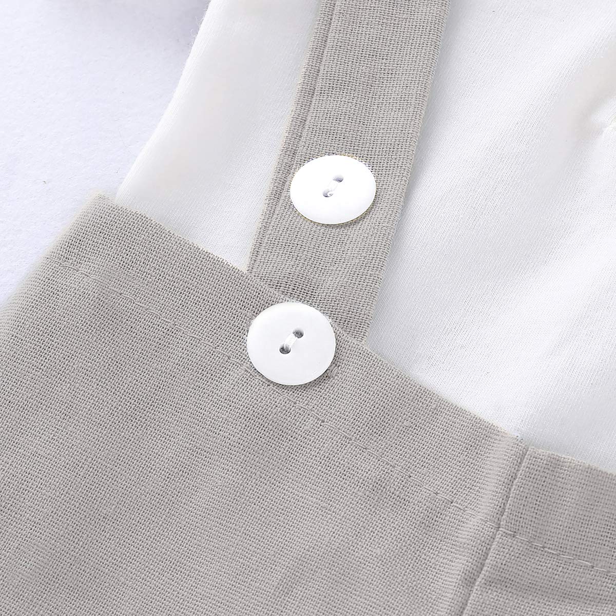 Rushaibar Baby Boys Formal Outfits Suit Set Romper Suspenders Shorts Pants Bowtie Wedding Tuxedo Cake Smash Clothes Grey 0-6 Mon