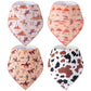 Vitalcozy 4 Pcs Western Cowboy Baby Bandana Bibs Newborn Infant Feeding Drool Bibs Wild West Cotton Bib For Drooling And Teethin