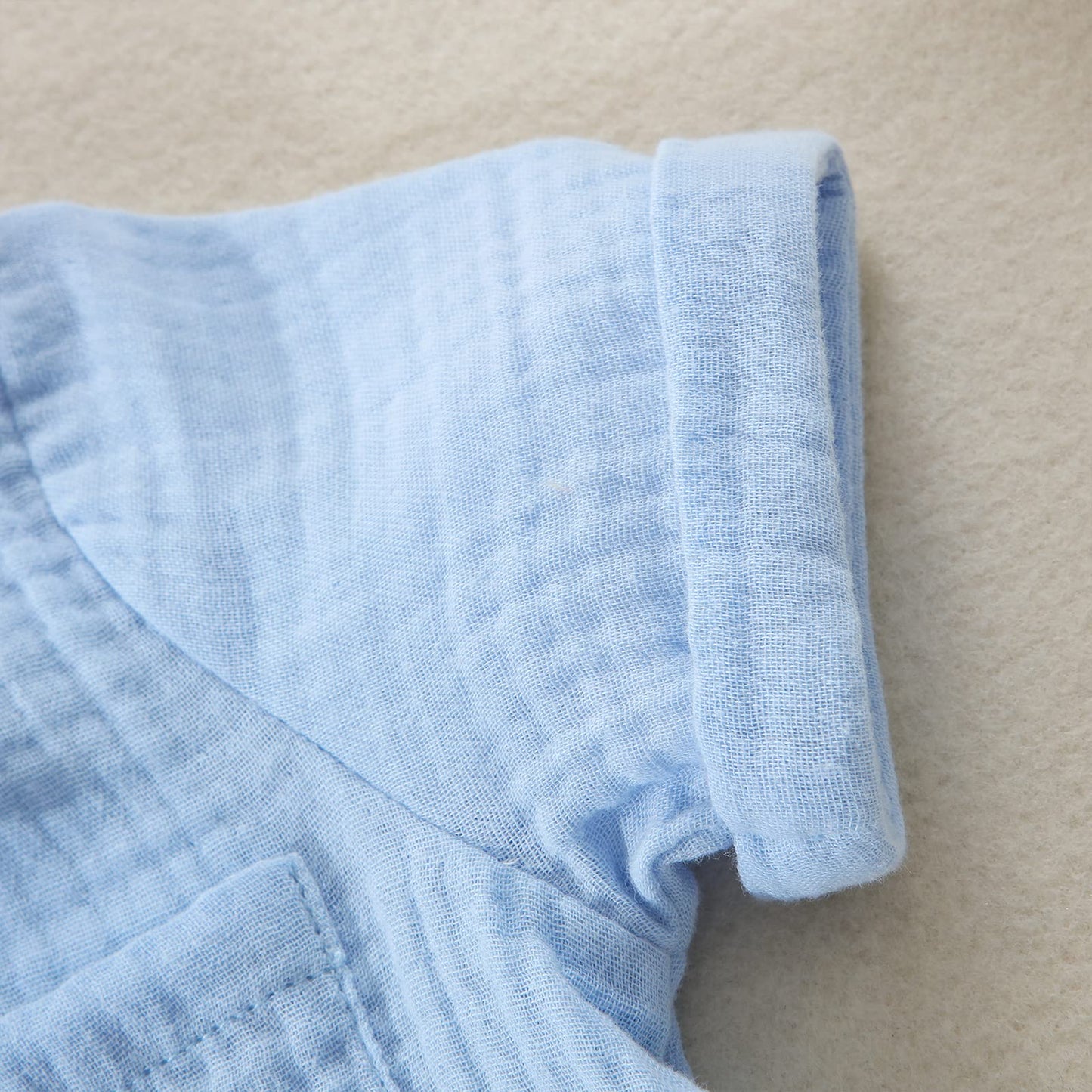 Baby Boys Clothes Set Toddler Infant Boys Button-Down Shirt Tops + Cotton Gauze Shorts Summer Outfit 2Pcs With Pockets (Blue, 6-