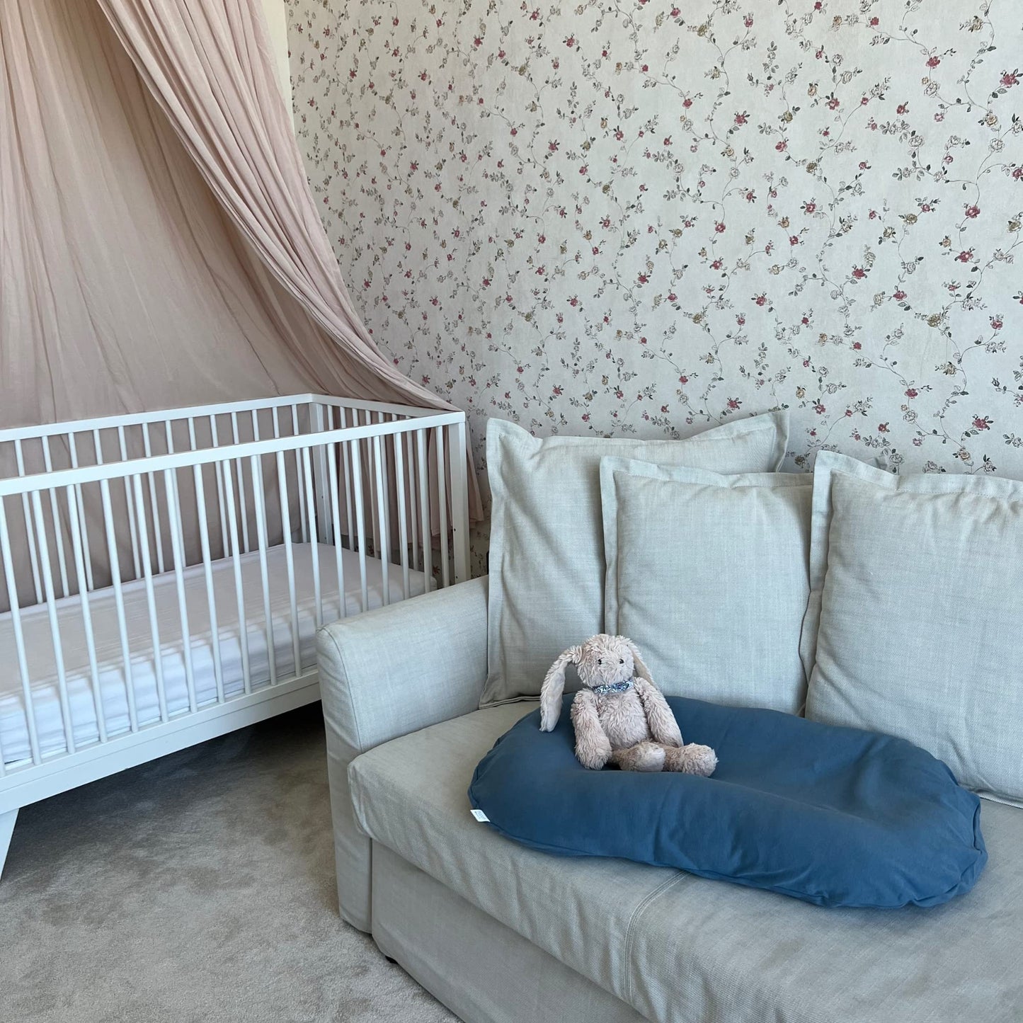 Mozah Baby Lounger Cover For Newborns - Soft Cotton Slipcover Fitting Most Infant Loungers And Baby Nest Loungers (Blue Mirage)