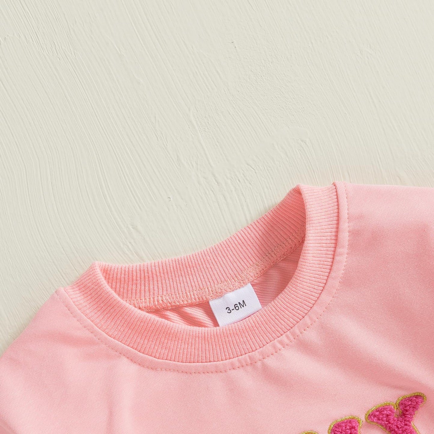 Eadrioss Infant Baby Girl Valentines Outfit Bubble Romper Letter Embroidery/Print Sweatshirt Shirt Newborn Valentines Clothes (D