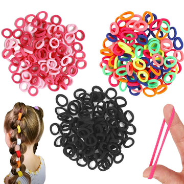 300Pcs Toddler Baby Hair Ties Bands, Soft and No Damage Cotton Hair Ponytail Holders for Kids Teens Adults, Small Seamless Elast