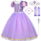 Jerrisapparel Girls Princess Costume Birthday Party Cosplay Purple Dress With Accessories (Purple 2 With Accessories, 6)
