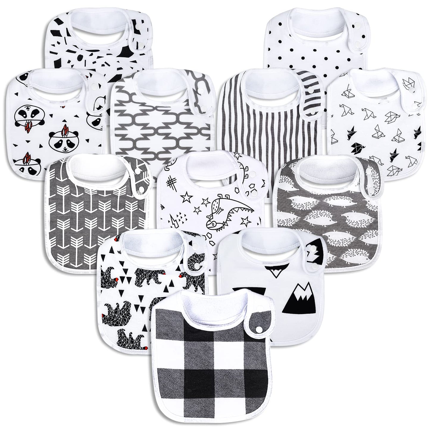 Benoxine Baby Bandana Drool Bibs Soft and Absorbent 100% Organic Cotton Bandana Bibs Set for Boys Girls Newborn Unisex Plain Col