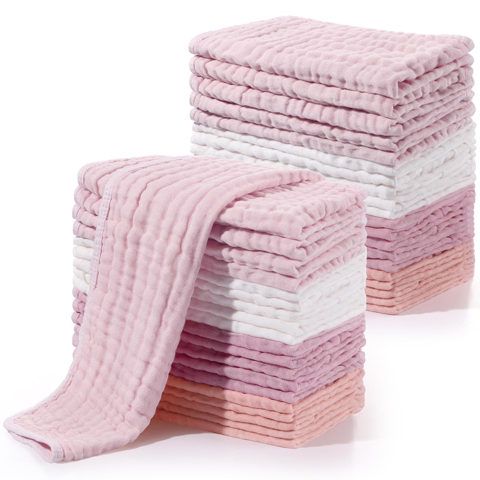 Buryeah Muslin 20 Pcs Burp Cloths Large 20 x 10 100% Cotton 6 Layers Ultra Absorbent and Soft Hand Washcloths for Baby Drool and