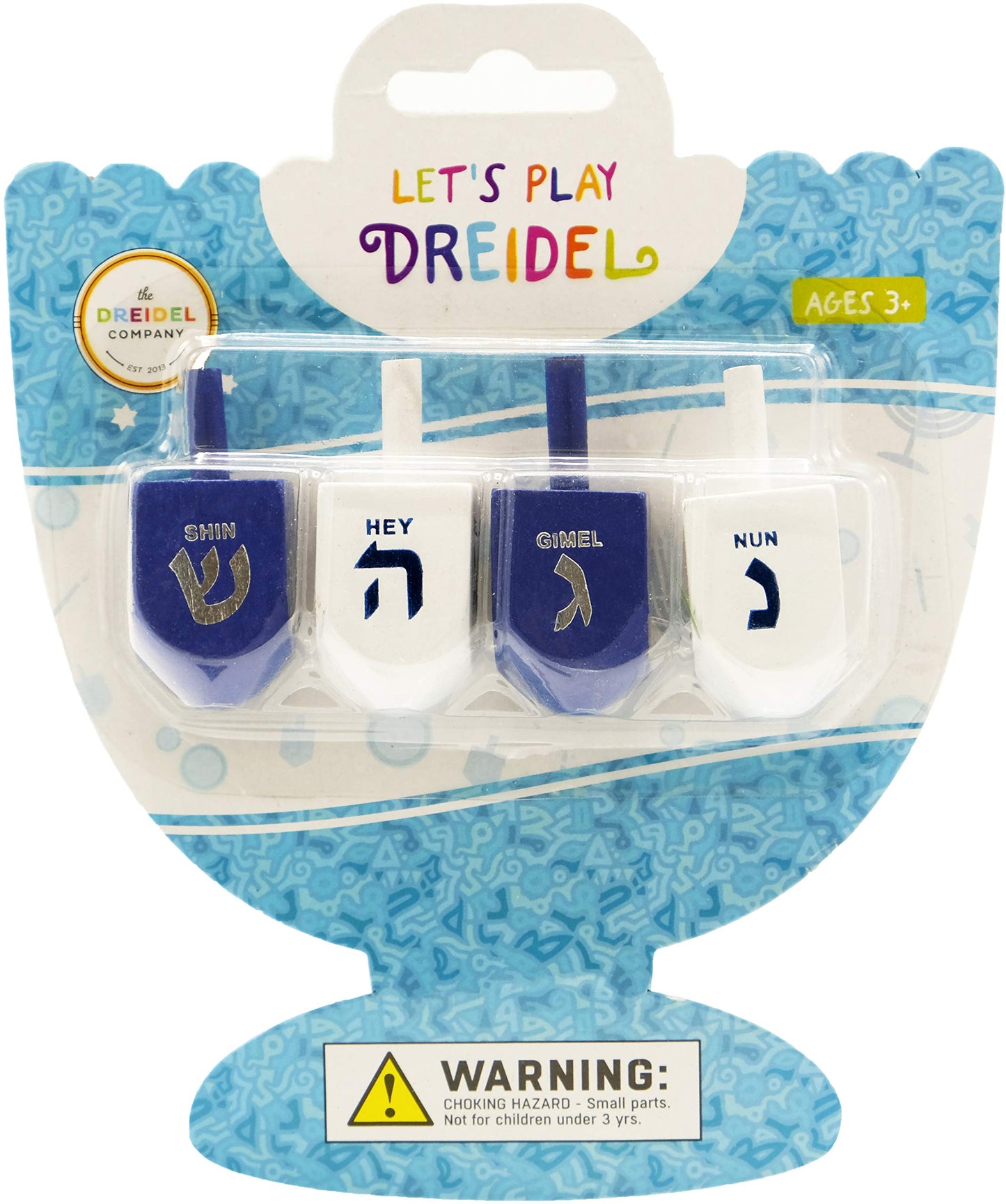 The Dreidel Company Wood Dreidel Bulk Solid Blue & White Wooden Hanukkah Dreidels Hand Painted With English Transliteration- Inc