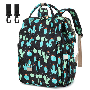 Cactus Diaper Bag Backpack for Baby Girls Boys, Large Capacity Multifunction Waterproof Maternity Mom Nappy Bags with Stroller S