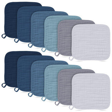 Baby Washcloths -100% Cotton Muslin Soft Baby Bath Wash Cloths And Absorbent Baby Wipes For Newborns Kids Girls And Boys - 12 Pa