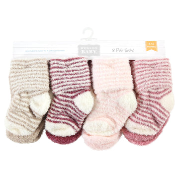 Hudson Baby Unisex Baby Cotton Rich Newborn And Terry Socks, Blush Pink Stripe, 0-6 Months